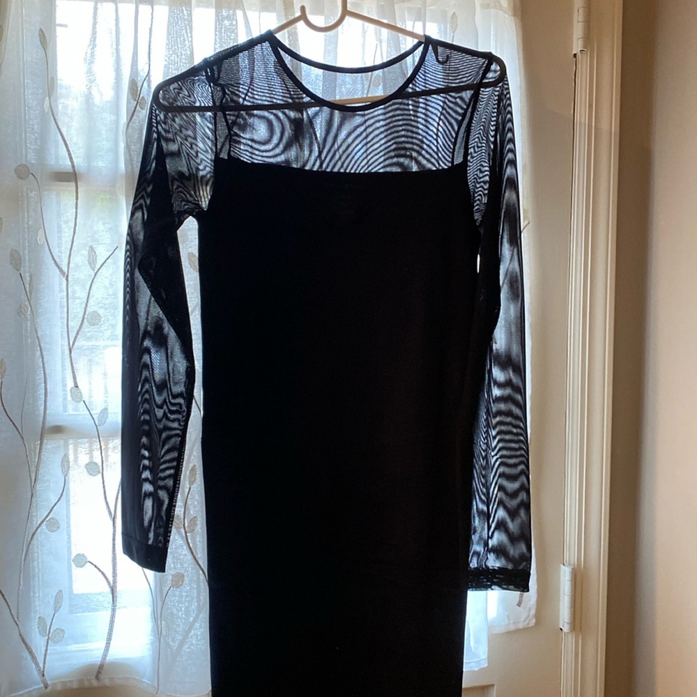 Black dress half a sheer heart shaped neck